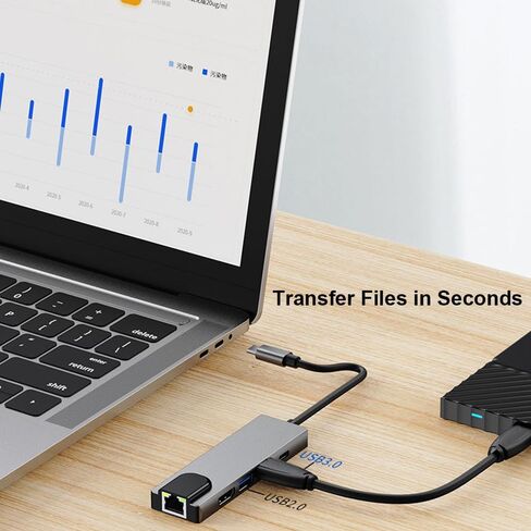 كيو سي اي اس محول USB C الى HDMI للمنزل والمكتب لمنصة ديكس ستيشن لتجربة سطح المكتب، موزع نوع سي لفيديو HDMI 4K متوافق مع سامسونج جالكسي S20 S10 S10e S9 S8 بلس/نوت 10/تاب S4 ماك بوك برو/اير 2020 in Kuwait