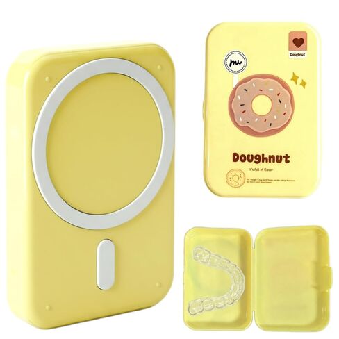 Portable Yellow Magnetic Retainer Case for Clear Aligners & Retainers, Slim Orthodontic Storage Box, Compatible with Magnetic Phone Systems, iPhone 12 & Newer in Saudi Arabia