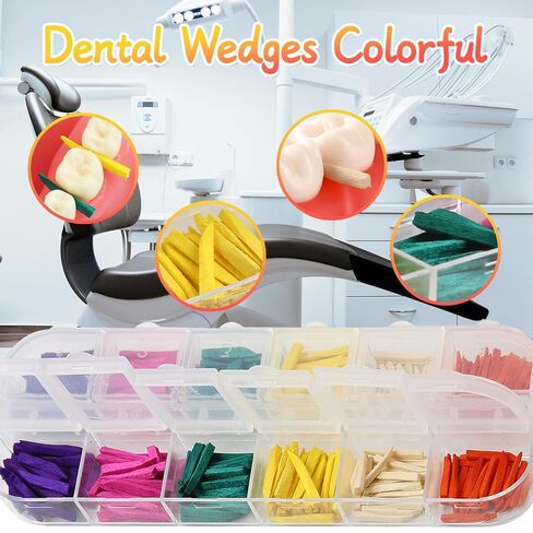Dental Fixing Wooden Wedges Disposable Materials for Dental Restoration for Matrices Dental Matrix Wedges Gap Colorful Wood for Dental Restoration 300 Pcs/Box in Kuwait