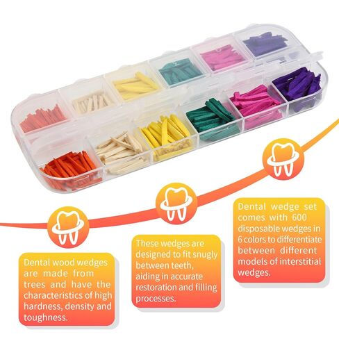 Dental Fixing Wooden Wedges Disposable Materials for Dental Restoration for Matrices Dental Matrix Wedges Gap Colorful Wood for Dental Restoration 300 Pcs/Box in Kuwait