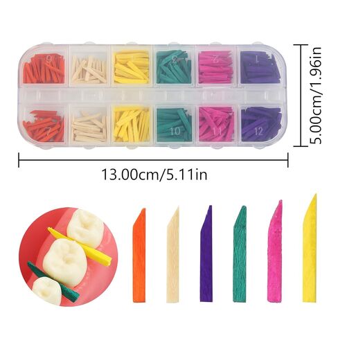 Dental Fixing Wooden Wedges Disposable Materials for Dental Restoration for Matrices Dental Matrix Wedges Gap Colorful Wood for Dental Restoration 300 Pcs/Box in Kuwait
