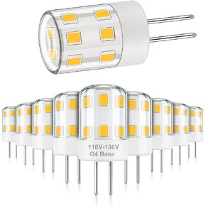 G4 120V LED Bulb 2W G4 Bi Pin Light Bulb Small Night Lights Puck Lights Chandelier Under Cabinet Branch Warm White 3000K 200LM 20W Halogen Replacement, 10 Pack in Kuwait