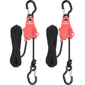 Ayaport Rope Hoist & Tightener, Pull-Release Self-Locking, 2Pack | 1/4"x15' hoist loads within 10lbs for Toy Storage, Sports Balls Nets, Grow Light, Balcony Planter, Garage & Patio Accessories in Kuwait