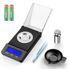 Milligram Scale 50g/0.001g High Precision Mg Scale, Portable Jewelry Scale .001 Gram Accuracy, Powder Scale, Digital Miligram Scale for Powder Medicine with Tray/Tweezers/Calibration Weight in Kuwait