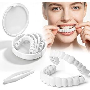 Adjustable Snap-On Veneers Dentures Set – Upper Lower Teeth Covers Tooth Caps, Natural Look False Teeth Kit for Men Women in Kuwait