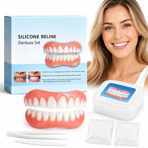 Dentures for Men and Women, Moldable False Teeth with Upper & Lower, White in Kuwait
