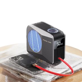 50W Magnetic Liquid-Cooled Phone Cooler for Gaming Live Streaming, 2.1M Extra Long Red Cable, 31dB Low Noise RGB Radiator for MagSafe iPhone Android iPad Tablet, Gray in Kuwait