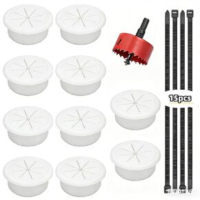 10Pcs Desk Grommet 2 inch/50m,Cable Grommet with Hole Saw & 15 Zip Ties,Desk Hole Grommet Desk Cord Hole Cover Desk Cable Grommet for Office Home Desk Table in Saudi Arabia