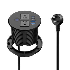 Desktop Power Grommet with Overload Protection Switch, 2 PD 20W USB-C Fast Charging, 2 QC3.0 18W USB-A, 80mm Recessed Outlet, Flush-Mount Power Grommet for Home Office in Saudi Arabia