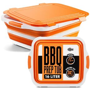 Collapsible BBQ Prep Tub with Lids and Drain Spouts, 3 Pack Portable Meat Marinating and Grilling Trays, Cutting Board Food Storage Containers for Outdoor Cooking, Camping, Tailgating and Kitchen Prep in Saudi Arabia