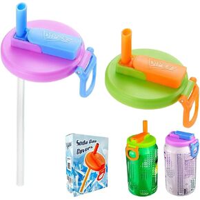 ORIGINAL CREATOR - DIPESI 2 Color Soda Can Lids with Straw- Set of 2, Reusable pop can lids for Canned,BPA-Free Can Covers for Soda, Leak-Proof Design(Purple & Green) in Kuwait
