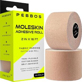 Moleskin Adhesive Roll – 2 Rolls – 2in x 16ft – Cut-to-Size Cotton Fabric | Thin, Flexible & Water-Resistant in Kuwait