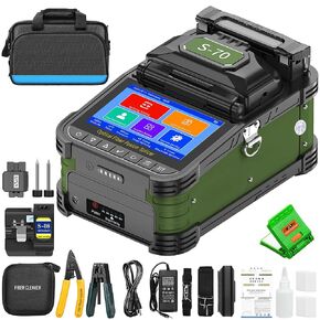 Fiber Optic Fusion Splicer S-70 Six Motor Core Alignment Automatic Fiber Optical Welding Splicing 8S Heating 18S FTTH Splicer Kit with 5200mAh Battery for SM/MM Cable Installation in Kuwait