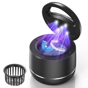 Miorcols Ultrasonic Retainer Cleaner Machine, 48kHz Denture Cleaner Machine with Dual Mode Digital Timer & 7.8OZ Large Capacity for Braces, Night Guard, Mouthguard, Toothbrush, Jewelry - Black in Kuwait