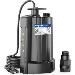 Acquaer 1/3 HP Automatic Submersible Water Pump, 115V Sump Pump with 3/4" Garden Hose Adapter, 2160 GPH High Flow Water Removal for Swimming Pool Cover Hot Tubs Flooded House Basement, Black in Kuwait