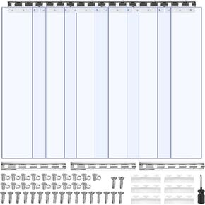 VEVOR Clear PVC Strip Curtain, 80 in Height x 36 in Width x 0.08 in Thickness, 6 PCS Walk in Freezer Cooler Curtain Strips, Smooth Waterproof Plastic Door Strips for Warehouse, Freezer, Garage Doors in Kuwait