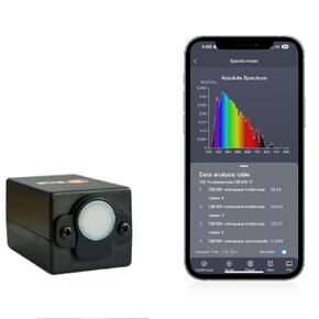 معدات تحليلية للمختبر محمولة الطول الموجي 340-1000 نانومتر مطياف اختبار الطيف CCT CRI LUX نمو النبات ضوء LED قياس PPFD PAR متر الضوء الأزرق مع تطبيق الهاتف المحمول وبرامج الكمبيوتر in Kuwait