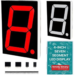 شاشة LED Lonely Binary 2-Pack 4" 7-Segment LED 74HC595 لـ Arduino & ESP32 | أرقام قابلة للتسلسل 100 مم؛ قطاعات 12 فولت، منطق 5 فولت/3.3 فولت، 3 دبابيس؛ بيكو، STM32، ESP8266؛ لوحة النتائج، الساعة، المؤقت؛ البرامج التعليمية in Kuwait