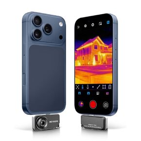 كاميرا REVASRI الحرارية لأجهزة iPhone وAndroid، كاميرا تصوير حراري بدقة 320×240 فائقة الدقة بالأشعة تحت الحمراء، -4 إلى 842 درجة فهرنهايت، متوافقة مع جهاز USB-C iOS وAndroid in Kuwait