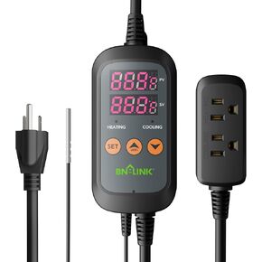 BN-LINK Digital Temperature Controller Thermostat Outlet with Heating Cooling Mode, 2-Stage Outlet Thermostat Controller Plug for Reptiles Aquarium Carboy Homebrew Breeding Fermenter Seed Germination in Kuwait