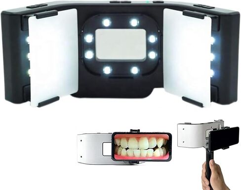 Dental Mobile Phone Fill Light, Mobile Dental Photography Light, Teeth Shooting Fill Light, 6000-6500K Adjustable & 3 Group Lights Adjusted Independently, for Clinic, Photography Studio in Saudi Arabia