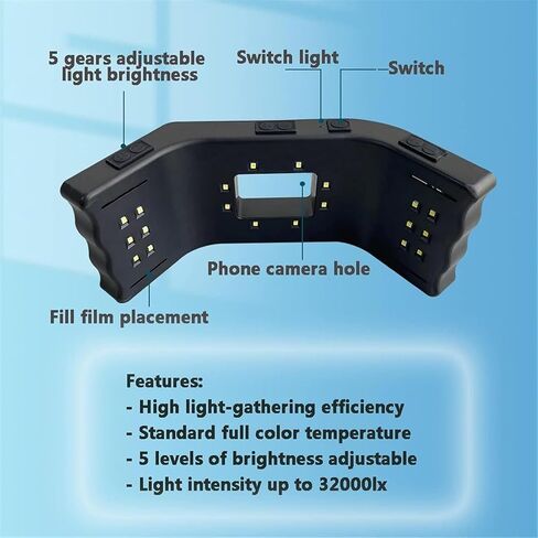 Dental Mobile Phone Fill Light, Mobile Dental Photography Light, Teeth Shooting Fill Light, 6000-6500K Adjustable & 3 Group Lights Adjusted Independently, for Clinic, Photography Studio in Saudi Arabia