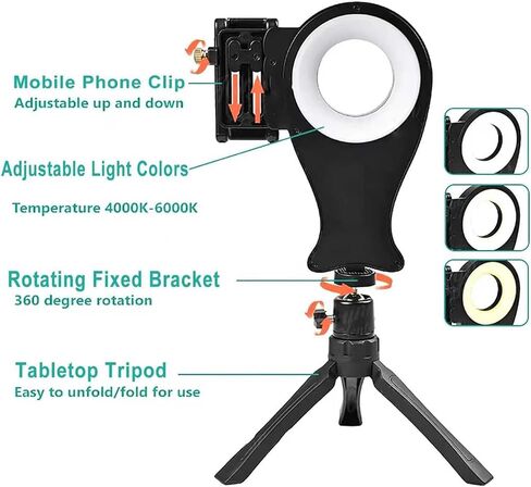 Oral Camera Photo Video Flashlight, 5 Brightness and 3-Color Temperature Adjustment, with 3D Surround Lighting, for Dental Clinic, Hospital and Home Intraoral Camera Shooting in Kuwait