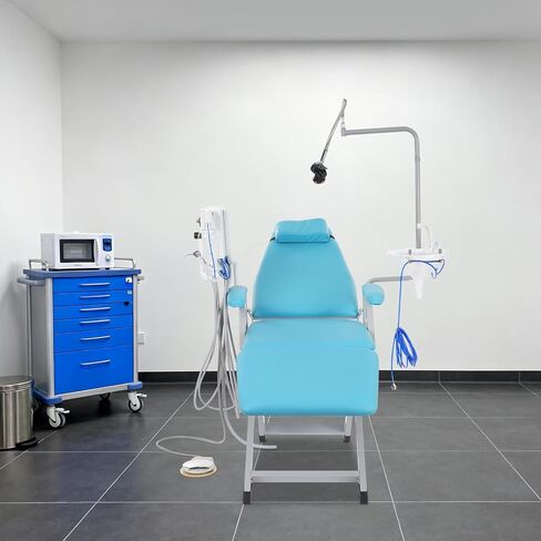 Foldable Chair, Adjustable Chair with Removable Spittoon, 5-Level Height, Anti-Slip Feet, Blue in Kuwait