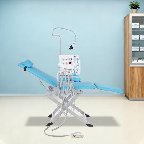 Foldable Chair, Adjustable Chair with Removable Spittoon, 5-Level Height, Anti-Slip Feet, Blue in Kuwait