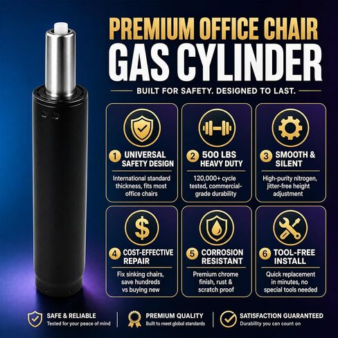 Office Chair Gas Cylinder Dental Class 4 Chair Gas Lift Universal Size Fits Most Chairs Accessories Extendable 7.2in Heavy Duty Class Lift Hydraulic/Pneumatic Piston（Black） in Kuwait