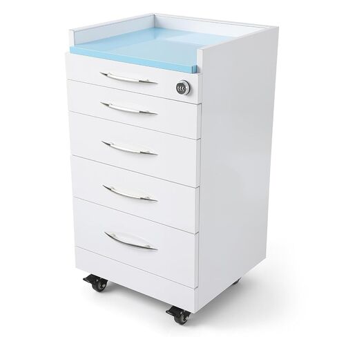 JMU 4 Drawer Dental Mobile Cabinet Full Stainless Steel with Password Lock Lockable Silent Casters, for Clinics, Medical, Hospital, Model #C06, White in Kuwait