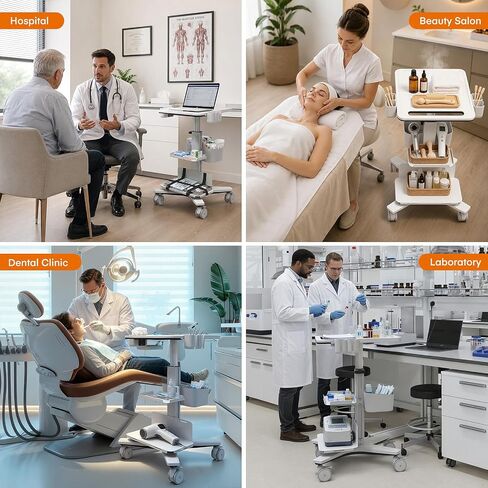 Medical Trolley Cart with Aluminum Alloy Frame, Oral Scanner Holder, Height Adjustable Workstation, 4 Locking Casters, Easy Assembly, Storage Basket for Dental Clinic, Medical Office and Beauty Salon in Kuwait