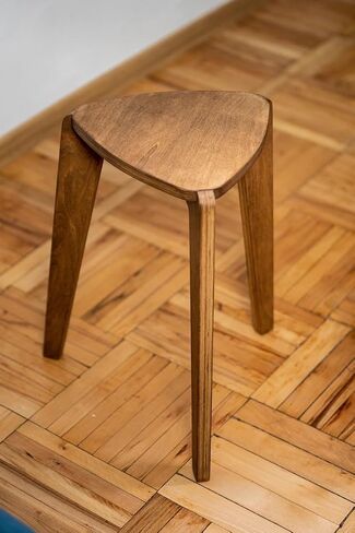 Modern Triangle Wooden Stool, White Minimalist Footrest, Compact Side Stool for Living Room Bedroom Entryway, Sturdy Solid Wood Design in Saudi Arabia