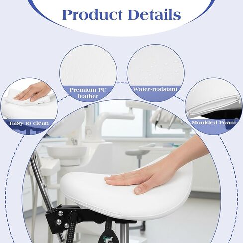 Multi-Functional Saddle Stool with Wheels Saddle Tilting Stool Rolling Chair with Back Support 19.93-21.65in Height for Salon Beauty Clinic Dentist Tattoo Home Office in Kuwait