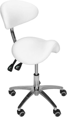 Multi-Functional Saddle Stool with Wheels Saddle Tilting Stool Rolling Chair with Back Support 19.93-21.65in Height for Salon Beauty Clinic Dentist Tattoo Home Office in Kuwait