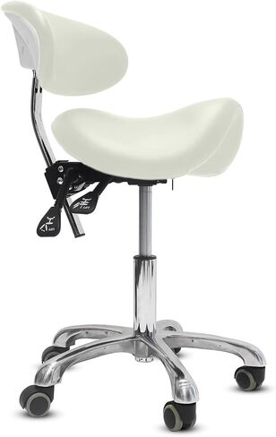 Adjustable Saddle Stool with Wheels Multi-Functional Ergonomic Saddle Stool Rolling Chair with Back Support 19.93-21.65in Height for Salon Beauty Clinic Dentist Tattoo Home Office in Kuwait