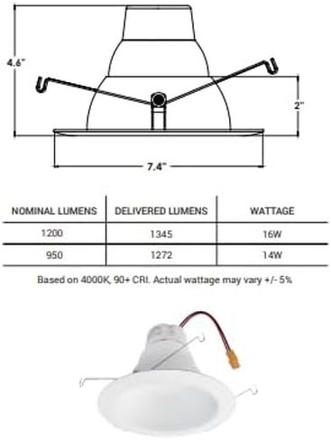 RL628-1200L-DIMTR-120-5CCT-90-W-WH وحدة الإضاءة التحديثية LED العالمية 6 بوصة CCT Select in Kuwait