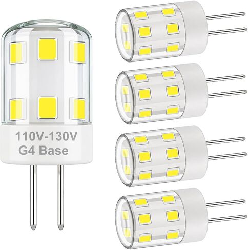 G4 120V LED Bulb 2W G4 Bi Pin Light Bulb Small Night Lights Puck Lights Chandelier Under Cabinet Branch Warm White 3000K 200LM 20W Halogen Replacement, 10 Pack in Kuwait