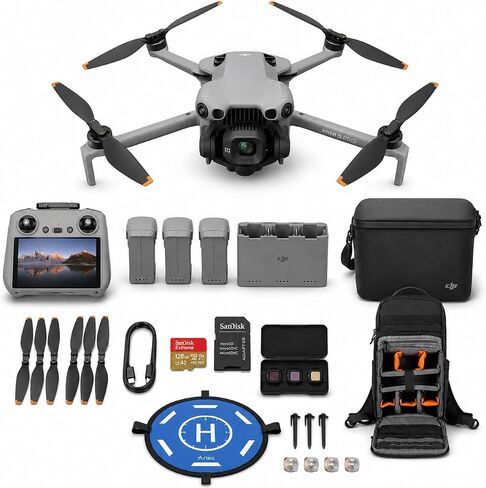 DJI Mini 5 Pro Fly More PLUS Combo Drone with RC 2 Controller, 3 Batteries, Drone with Camera, ActiveTrack 360°, 225° Gimbal Rotation + 128GB microSD Card + Backpack + Landing Pad Bundle in Kuwait