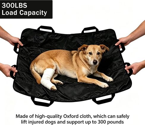 Dog Stretcher for Large Dogs, Portable Foldable Emergency Pet Gurney, Heavy-Duty Oxford Fabric Rescue Sling with 8 Handles, Lightweight for Stairs & Outdoor, 300 lbs Capacity, 48x30 Inches in Kuwait