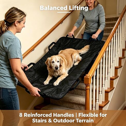 Dog Stretcher for Large Dogs, Portable Foldable Emergency Pet Gurney, Heavy-Duty Oxford Fabric Rescue Sling with 8 Handles, Lightweight for Stairs & Outdoor, 300 lbs Capacity, 48x30 Inches in Kuwait