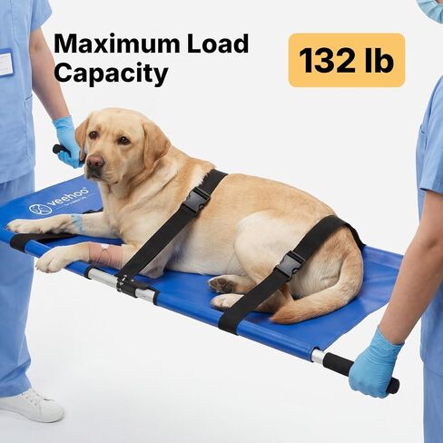 Veehoo Dog Stretcher for Large Dogs, Aluminum Alloy Portable Dog Transport Stretcher with Safety Straps, Non-Slip Handles, Waterproof Fabric, for Outdoor Rescue, Senior Dogs, or Hip & Joint Care in Kuwait