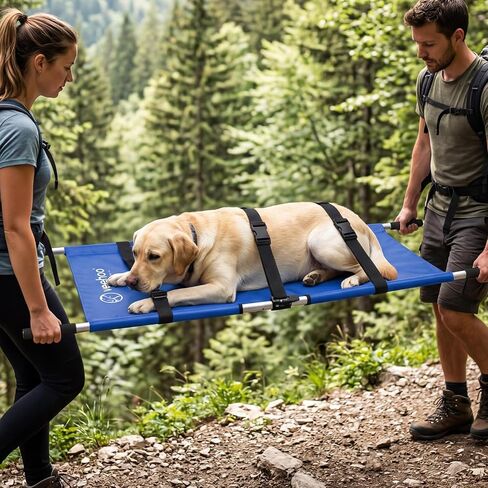 Veehoo Dog Stretcher for Large Dogs, Aluminum Alloy Portable Dog Transport Stretcher with Safety Straps, Non-Slip Handles, Waterproof Fabric, for Outdoor Rescue, Senior Dogs, or Hip & Joint Care in Kuwait