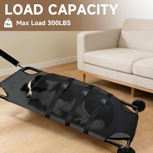 Portable Foldable Dog Stretcher for Large Dogs, 45 x 22 Inch Animal Carry Stretcher for Emergency Use, 300lbs Capacity Pet Transport Stretcher with Waterproof PVC Mesh in Kuwait