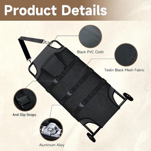 Portable Foldable Dog Stretcher for Large Dogs, 45 x 22 Inch Animal Carry Stretcher for Emergency Use, 300lbs Capacity Pet Transport Stretcher with Waterproof PVC Mesh in Kuwait