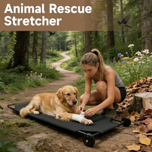 Portable Foldable Dog Stretcher for Large Dogs, 45 x 22 Inch Animal Carry Stretcher for Emergency Use, 300lbs Capacity Pet Transport Stretcher with Waterproof PVC Mesh in Kuwait