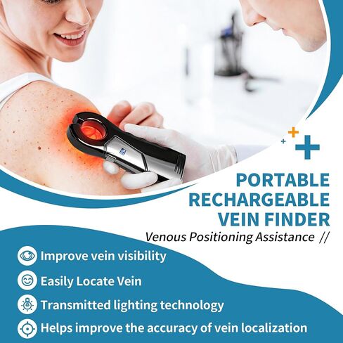Vein Finder for IV Access & Phlebotomy, Handheld Red LED Vein Finder Light for Nurses, 1-99 Adjustable Brightness, Rechargeable Vein Viewer with Digital Display, Portable Vein Locator Device, Black in Kuwait