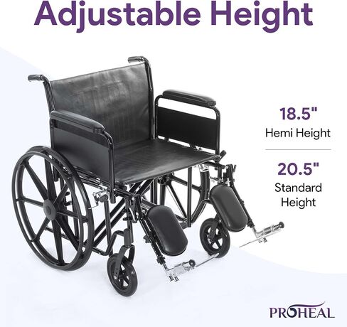26" Bariatric Wheelchair - Removable Desk Arms and Elevated Leg Rests - Adjustable Height, Heavy-Duty Wheelchair for Adults - Extra Wide Wheelchair, 700 lbs Capacity in Kuwait