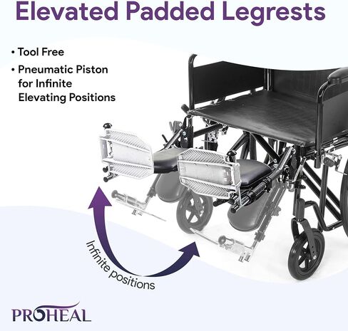 26" Bariatric Wheelchair - Removable Desk Arms and Elevated Leg Rests - Adjustable Height, Heavy-Duty Wheelchair for Adults - Extra Wide Wheelchair, 700 lbs Capacity in Kuwait