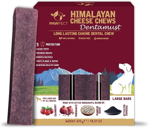 Dentamust Himalayan Cheese Chews for Dogs - Cranberry | Long Lasting, All Natural Chews for Medium Dogs| Grain-Free | Rawhide-Free | Helps in Gum Diseases | Calcium Rich (6.8oz, Pack of 3) in Saudi Arabia